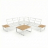 Set Salotto Angolare In Allumino E Polywood Con Cuscini E Tavolino Hills Bianco