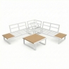 Set Salotto Angolare In Allumino E Polywood Con Cuscini E Tavolino Hills Bianco