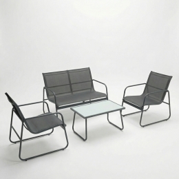 Set Salotto Da Esterno 4 Posti Con Tavolino In Vetro Rest Antracite