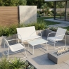 Set Salotto Da Esterno 4 Posti Con Tavolino In Vetro Rest Bianco