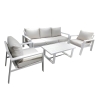 Set Salotto In Alluminio 5 Posti Con Cuscini e Tavolino Bally Bianco