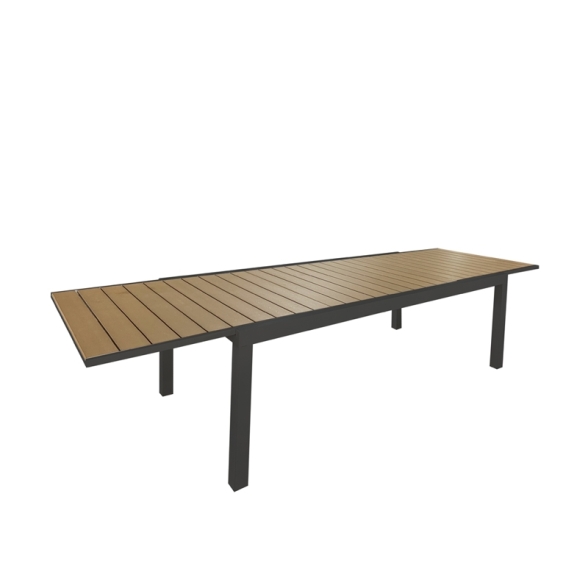 Tavolo In Alluminio Allungabile Effetto Legno 100x200-300 Cm Antracite