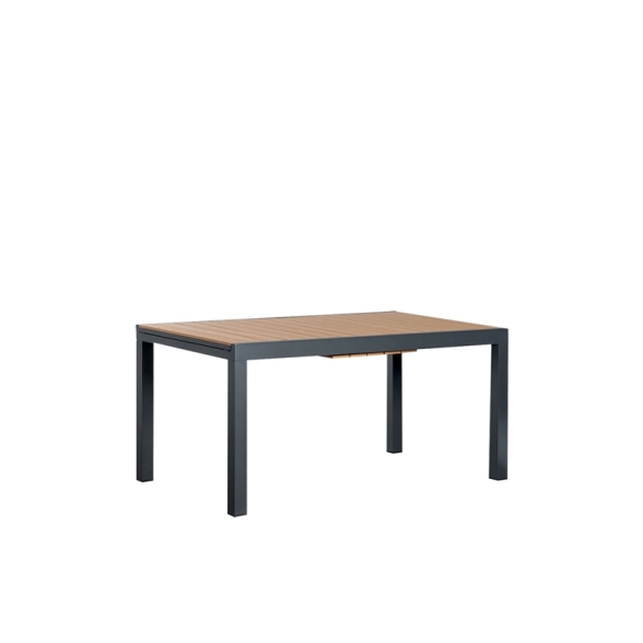 Tavolo In Alluminio Allungabile Effetto Legno 100x200-300 Cm Antracite