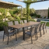 Tavolo In Alluminio Allungabile Effetto Legno 100x200-300 Cm Antracite