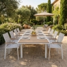 Tavolo In Alluminio Allungabile Effetto Legno 100x200-300 Cm Bianco