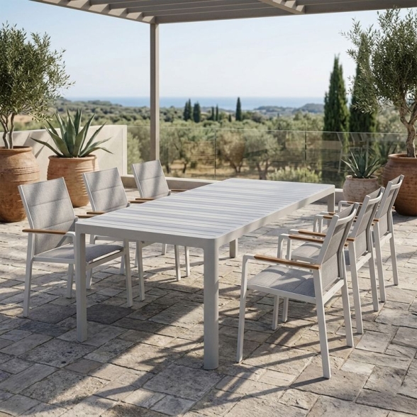 Tavolo In Alluminio Allungabile Telescopico 100x230-300 Cm Telex Bianco