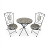 Set Bistrot Tavolo Maioliche Tondo 60 Cm Con 2 Sedie Pieghevoli Amalfi
