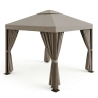 Gazebo In Alluminio 3x4 Con Tende Laterali Struttura Marrone Telo Tortora Romance