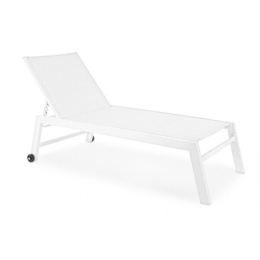 Lettino Prendisole In Alluminio E Textilene Imbottito Con Ruote Summer Bianco