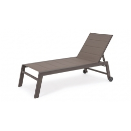 Lettino Prendisole In Alluminio E Textilene Imbottito Con Ruote Summer Taupe