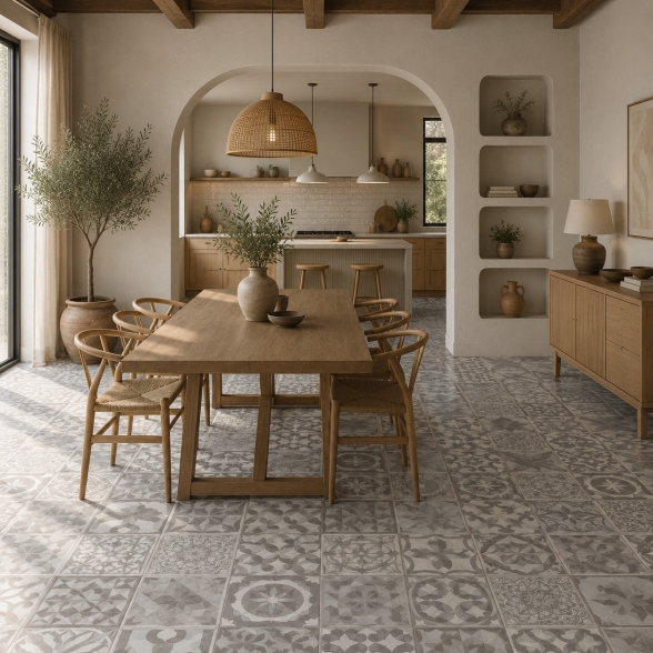 Piastrelle in LTV PVC autoadesive da pavimento parete Set 22 pz 2 mt2 30x30 effetto maiolica Vintage