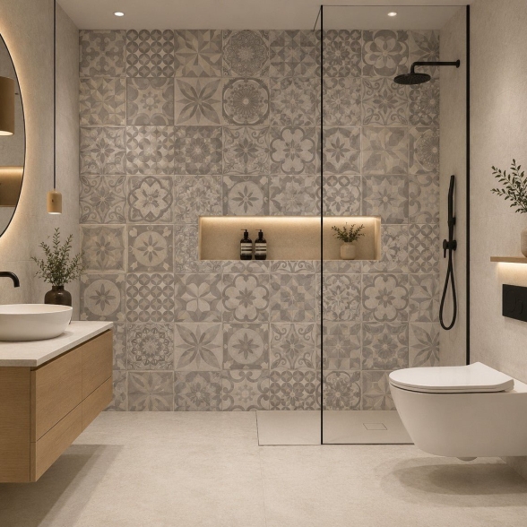 Piastrelle in LTV PVC autoadesive da pavimento parete Set 22 pz 2 mt2 30x30 effetto maiolica Vintage