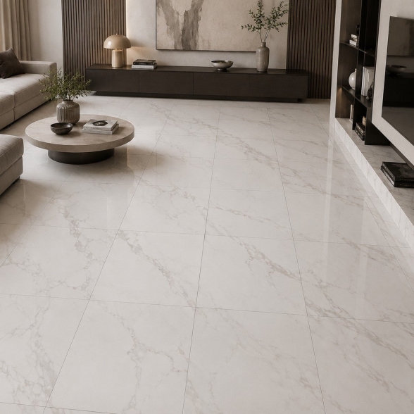 Piastrelle in LTV PVC autoadesive da pavimento parete Set 22 pz 2 mt2 30x30 effetto Marmo Bianco