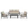 Set Salotto In Alluminio 5 Posti Con Cuscini e Tavolino Bally Antracite