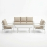 Set Salotto In Alluminio 5 Posti Con Cuscini e Tavolino Bally Bianco