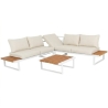 Set Salotto Angolare In Allumino E Polywood Con Cuscini E Tavolino Hills Bianco