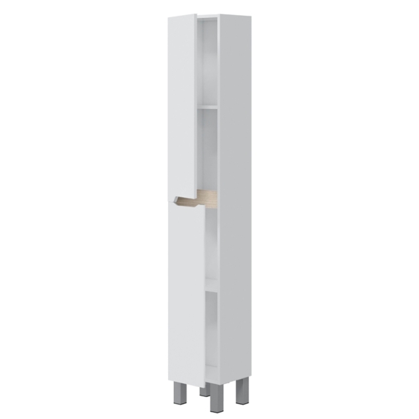 Colonna Da Bagno 2 Ante 30x25x182 Cm Con Piedini Lea Bianco Lucido