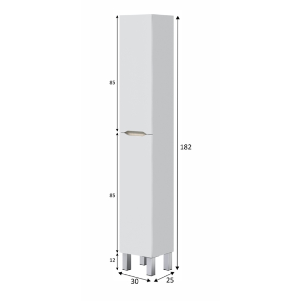 Colonna Da Bagno 2 Ante 30x25x182 Cm Con Piedini Lea Bianco Lucido