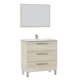 Mobile Bagno 80 Cm 3 Cassetti Con Lavabo E Specchio Athena Rovere