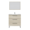 Mobile Bagno 80 Cm 3 Cassetti Con Lavabo E Specchio Athena Rovere