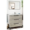 Mobile Bagno 80 Cm 3 Cassetti Con Lavabo E Specchio Athena Rovere Alaska