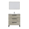 Mobile Bagno 80 Cm 3 Cassetti Con Lavabo E Specchio Athena Rovere Alaska