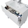 Mobile Da Bagno 80 Cm 3 Cassetti Con Piedini E Lavabo In Ceramica Lea Bianco Lucido