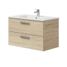 Mobile Da Bagno Sospeso 80 Cm 2 Cassetti Con Lavabo Nexa Rovere Canadian
