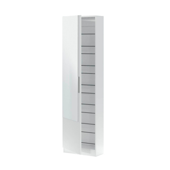 Scarpiera 1 Anta Con Specchio 50x22x180 Cm 16 Paia Kristal Bianco Artik