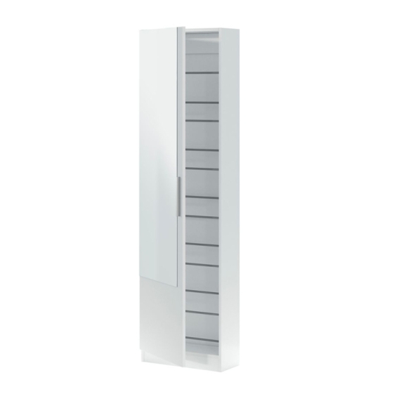 Scarpiera 1 Anta Con Specchio 50x22x180 Cm 16 Paia Kristal Bianco Artik