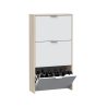 Scarpiera 3 Ante Doppio Scomparto 60x22x113 Cm Salvaspazio 18 Paia Bianco Lucido Rovere
