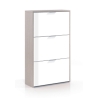 Scarpiera 3 Ante Doppio Scomparto 60x22x113 Cm Salvaspazio 18 Paia Bianco Lucido Rovere