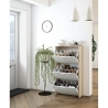 Scarpiera 3 Ante Doppio Scomparto 60x22x113 Cm Salvaspazio 18 Paia Bianco Lucido Rovere