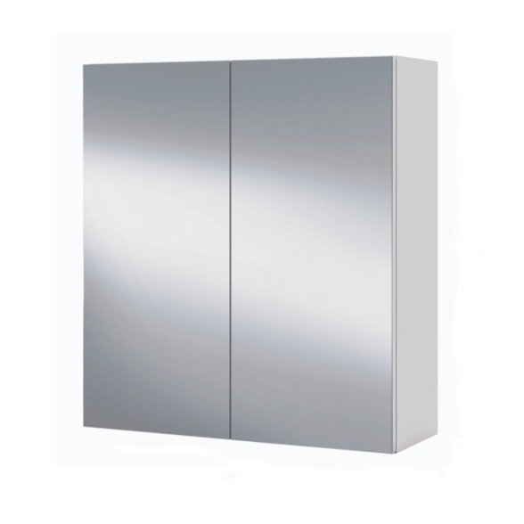 Specchiera Da Bagno 60 Cm 2 Ante Con Ripiani Modulare Bianco Lucido