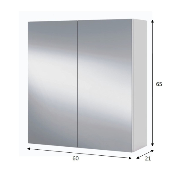 Specchiera Da Bagno 60 Cm 2 Ante Con Ripiani Modulare Bianco Lucido