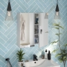Specchiera Da Bagno 60 Cm 2 Ante Con Ripiani Modulare Bianco Lucido
