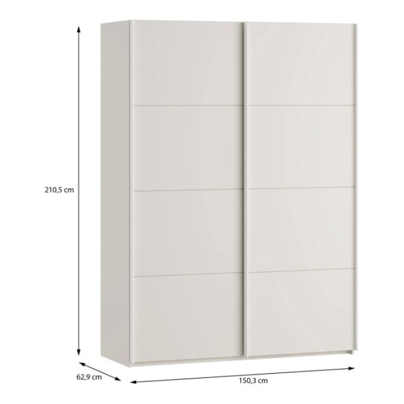 Armadio Guardaroba 2 Ante Scorrevoli Con Barra Appendiabiti Sofi Beige