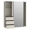 Armadio Guardaroba Scorrevole Con Specchio 3 Cassetti Winn Sabbia