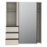 Armadio Guardaroba Scorrevole Con Specchio 3 Cassetti Winn Sabbia