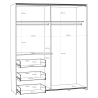 Armadio Guardaroba Scorrevole Con Specchio 3 Cassetti Winn Sabbia