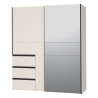 Armadio Guardaroba Scorrevole Con Specchio 3 Cassetti Winn Sabbia