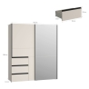 Armadio Guardaroba Scorrevole Con Specchio 3 Cassetti Winn Sabbia