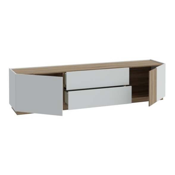 Mobile TV Da Terra 200 Cm 2 Ante 2 Cassetti Rovere Valencia E Secret Grey Lewis