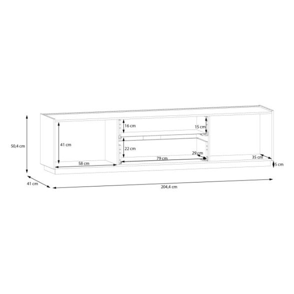 Mobile TV Da Terra 200 Cm 2 Ante 2 Cassetti Rovere Valencia E Secret Grey Lewis