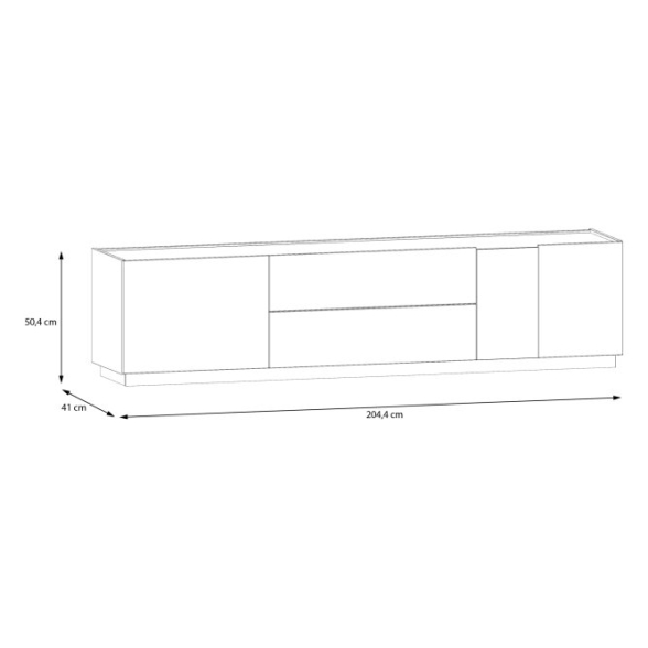 Mobile TV Da Terra 200 Cm 2 Ante 2 Cassetti Rovere Valencia E Secret Grey Lewis