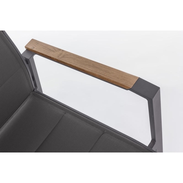 Sedie Da Esterno In Alluminio Con Braccioli In Legno E Seduta In Textilene Bizzotto Kubik Antracite