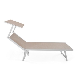 Lettino Prendisole In Alluminio E Textilene 61x186x40 Pool Telo Beige
