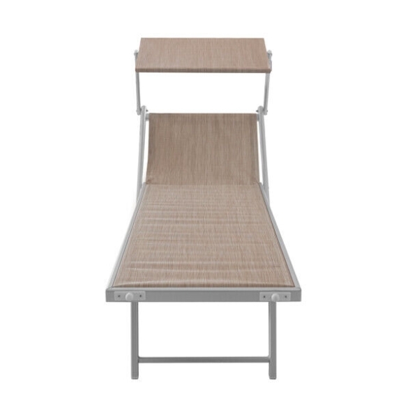 Lettino Prendisole In Alluminio E Textilene 61x186x40 Pool Telo Beige