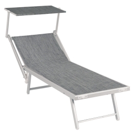 Lettino Prendisole In Alluminio E Textilene 61x186x40 Pool Telo Grigio