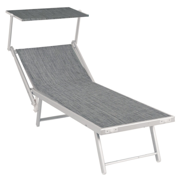 Lettino Prendisole In Alluminio E Textilene 61x186x40 Pool Telo Grigio